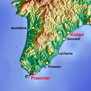 Rhodes map Kiotari