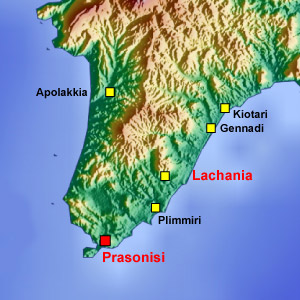 Rhodes map Lachania