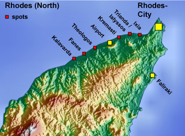 map of rhodes - north